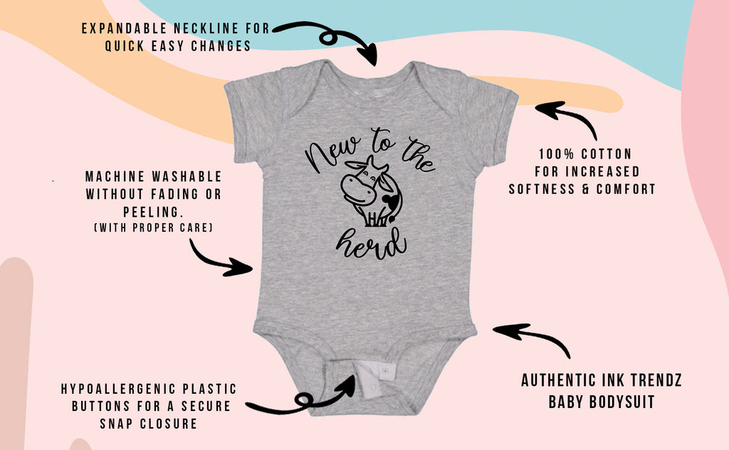 Ink Trendz New to The Herd Baby Pregnancy Announcement Bodysuit One-piece Romper