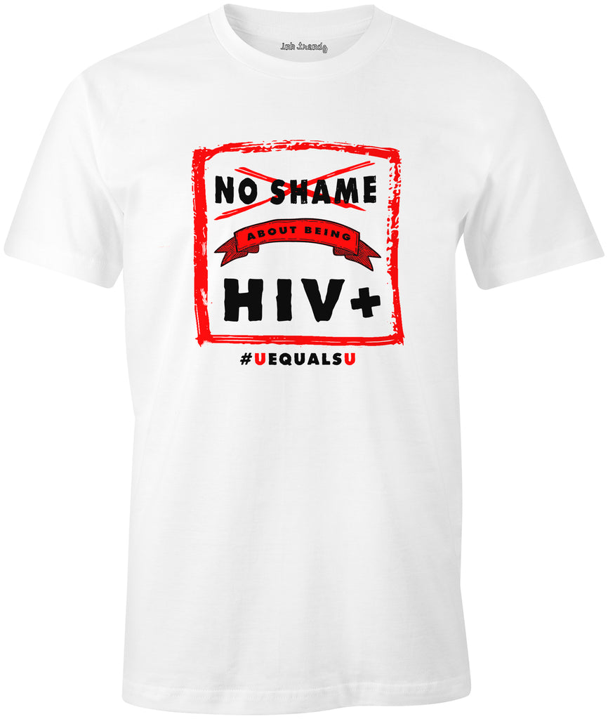 Ink Trendz® NO SHAME #UequalsU U=U HIV Awareness Ribbon Short Sleeve T-Shirt, HIV Awarness T-Shirt, HIV Promotional Items, HIV Tee