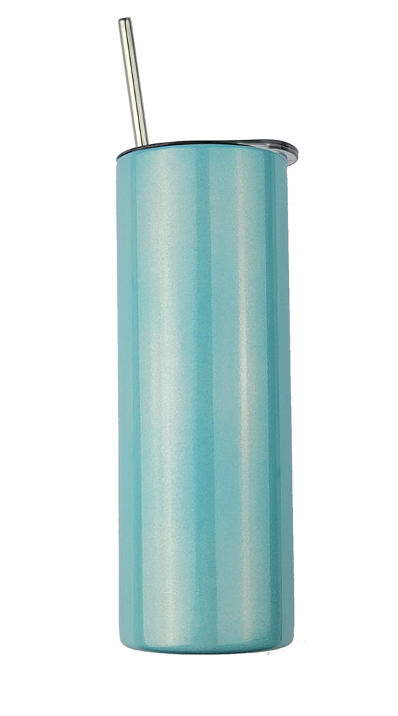 Blank STRAIGHT 20 oz Shimmer Sublimation Tumbler (Non-Tapered) with Straw and Heat-shrink