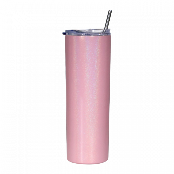 Blank STRAIGHT 20 oz Shimmer Sublimation Tumbler (Non-Tapered) with Straw and Heat-shrink