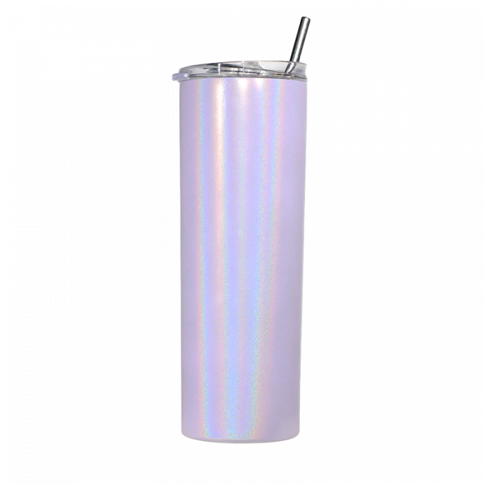 Blank STRAIGHT 20 oz Shimmer Sublimation Tumbler (Non-Tapered) with Straw and Heat-shrink
