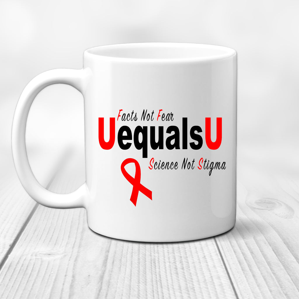 Ink Trendz® UEqualsU Undetectable Untransmittable Ribbon Facts Not Fear HIV Awareness 11 oz. Ceramic Coffee Mug