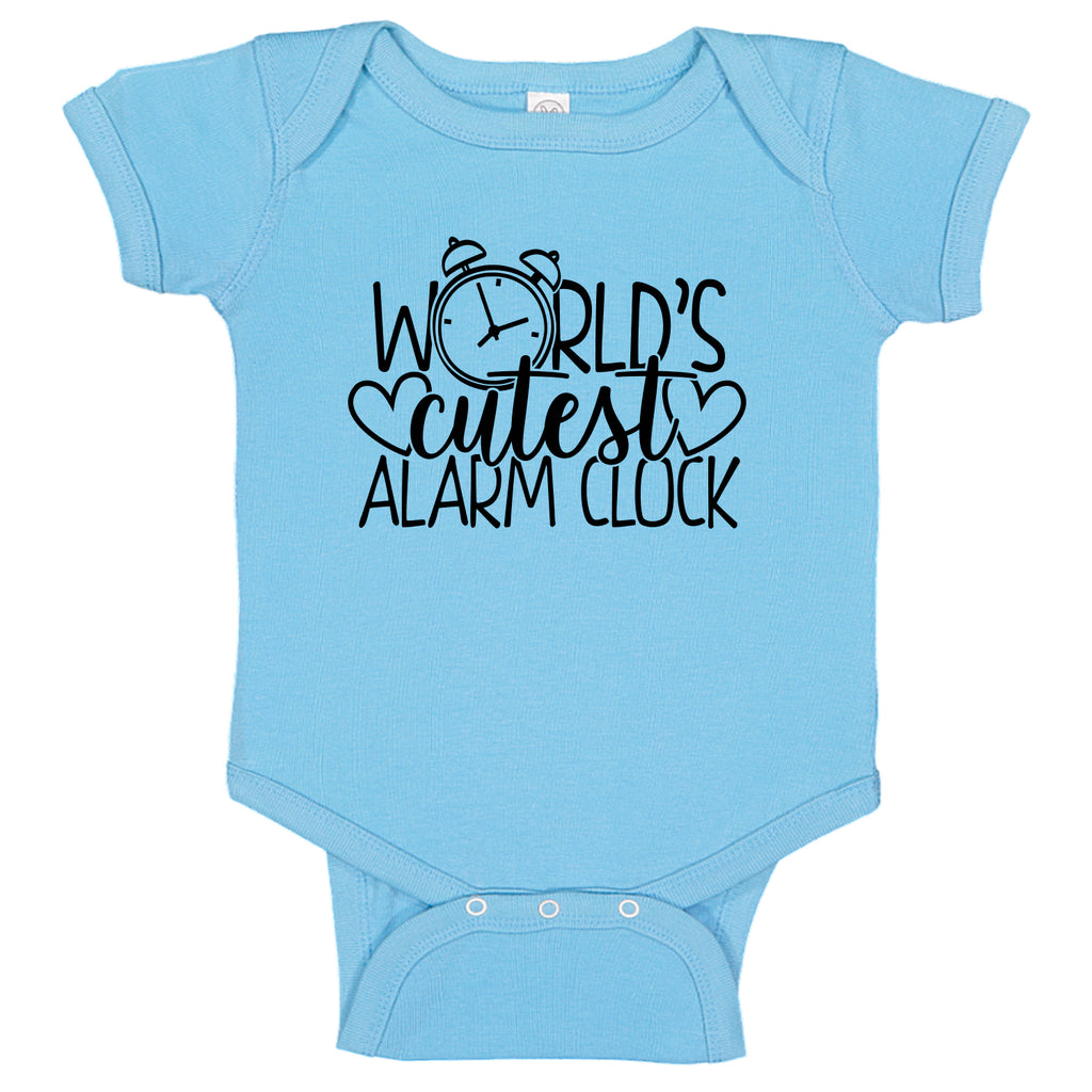 Ink Trendz Worlds Cutest Alarm Clock Baby One-Piece Bodysuit, baby onesie, baby onesies, cute baby onesie