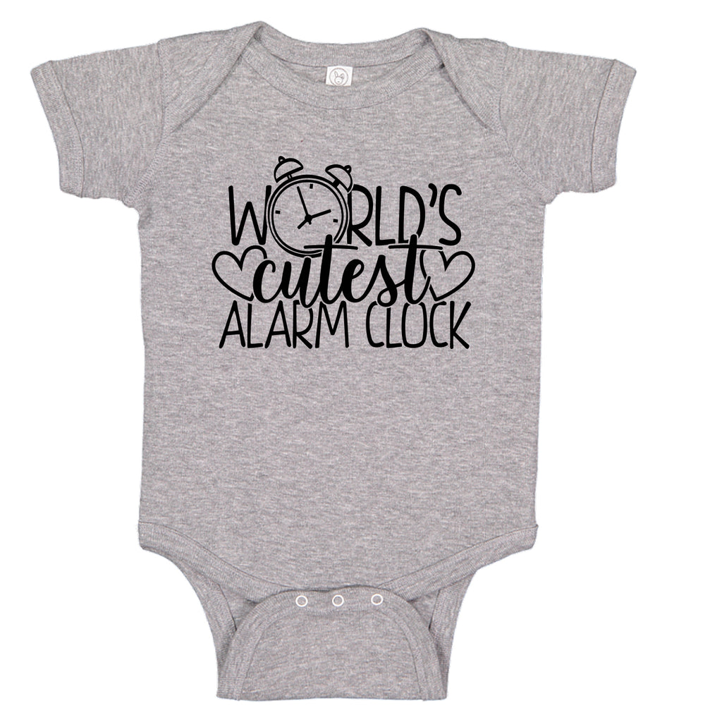 Ink Trendz Worlds Cutest Alarm Clock Baby One-Piece Bodysuit, baby onesie, baby onesies, cute baby onesie