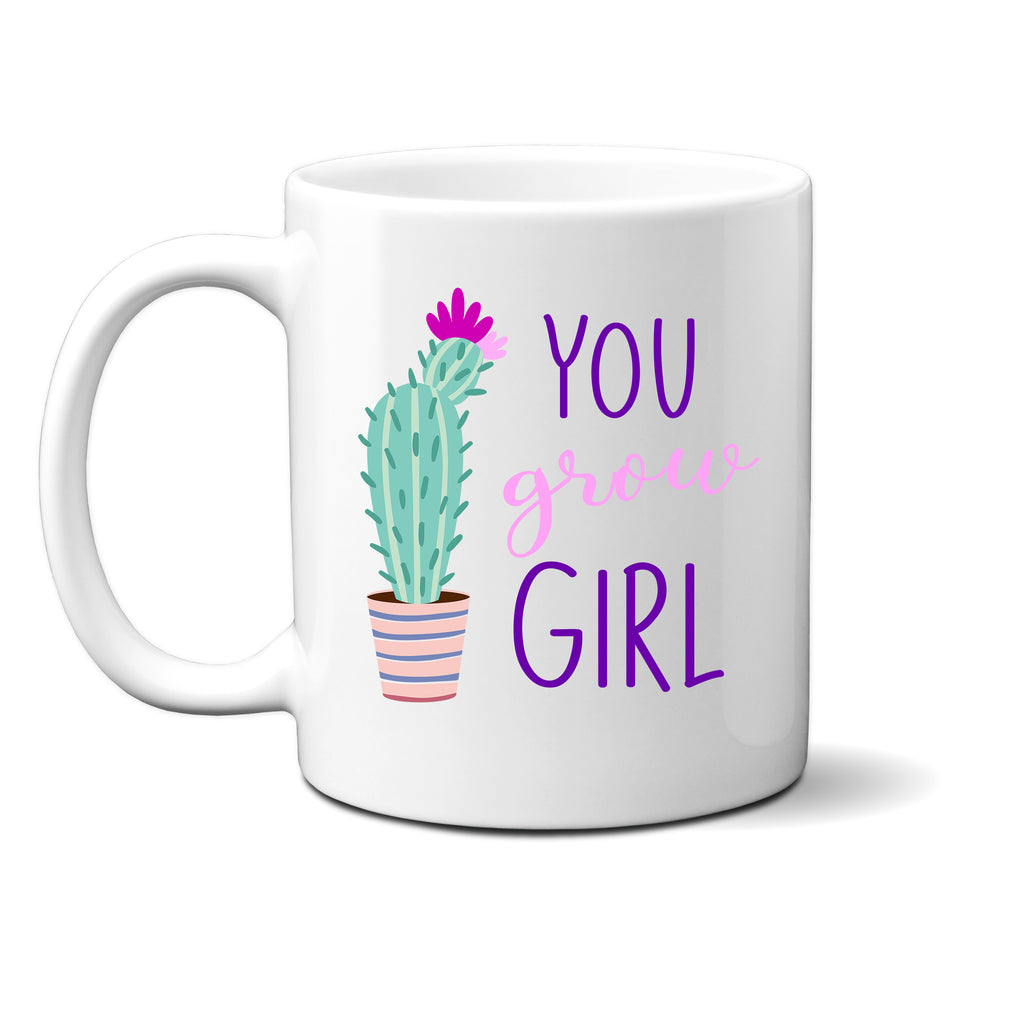 Ink Trendz® YOU GROW GIRL Cactus Desert Lifestyle 11 oz. Coffee Mug Cute Desert Lifestyle Mug, Joshua Tree, Mohave Desert