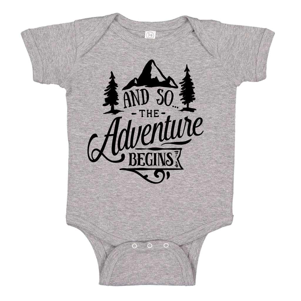 Ink Trendz® And So The Adventure Begins Baby Pregnancy Announcement Baby Bodysuit One piece Romper Baby announcement, pregnancy Reveal