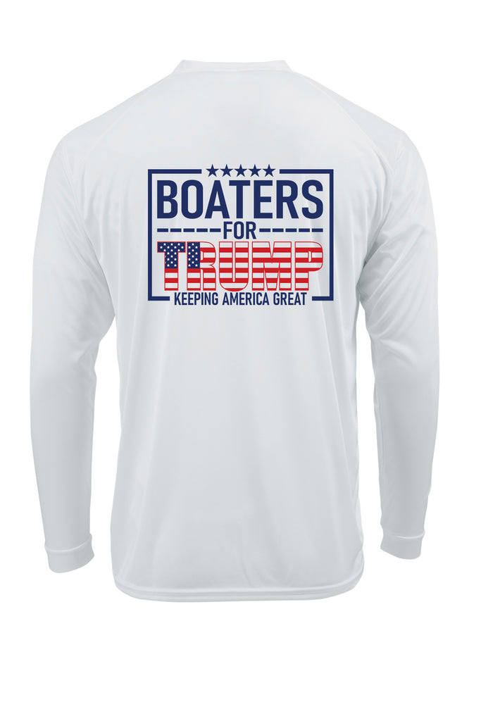 Ink Trendz® Boaters For Trump Keep America Great Long Sleeve Performance UPF50+ Dual Graphic T-Shirt, fishing and boating T-Shirt