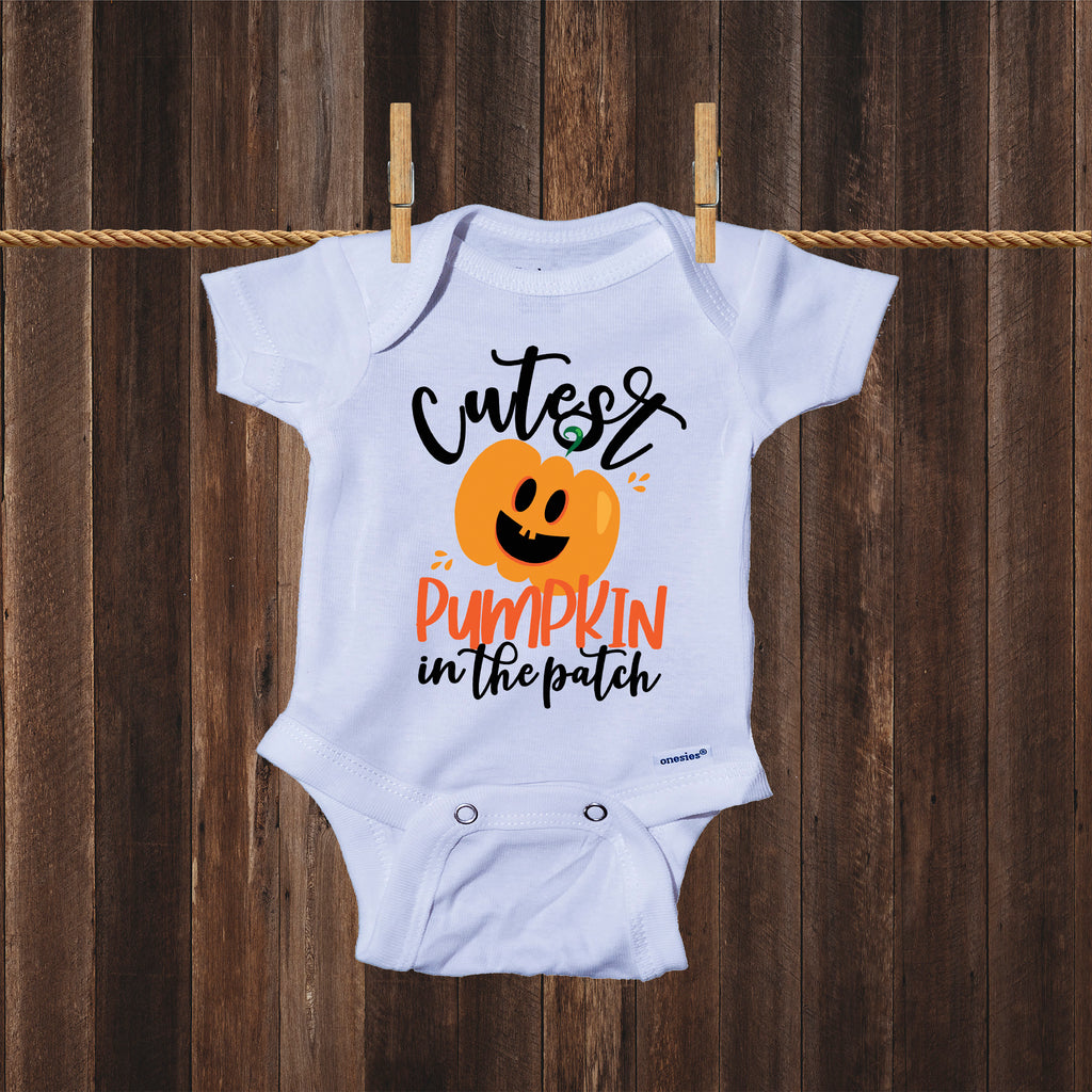 Ink Trendz Cutest Pumpkin in the Patch Funny Halloween Baby Onesie® One-Piece Bodysuit