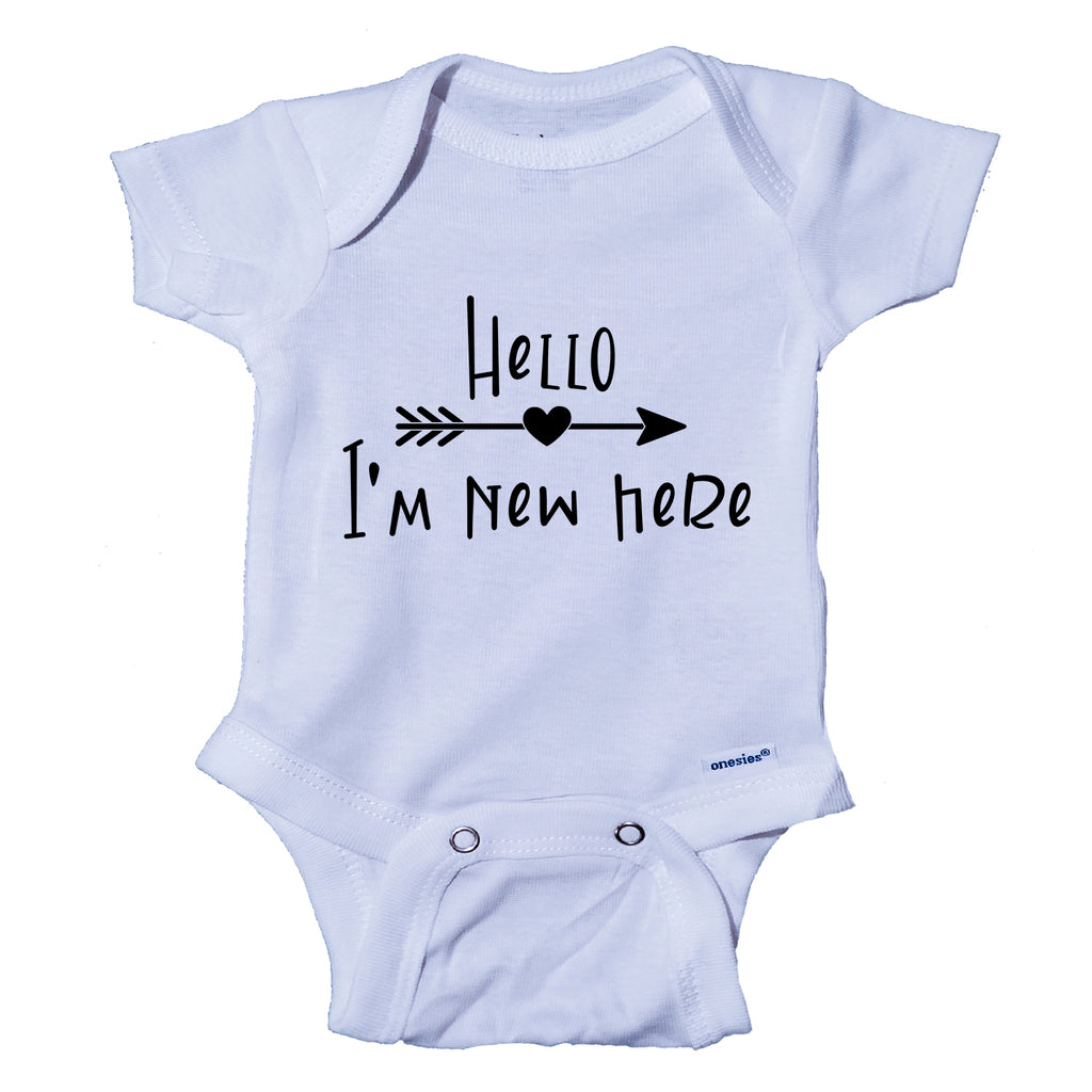 Ink Trendz® Hello I'm New Here Cute Announcement Baby Onesie® Baby Boy announcement Onesie, Baby Girl Announcement Onesie