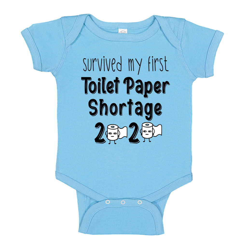Ink Trendz® Survived My First Toilet Paper Shortage Quarantine Baby Baby Bodysuit, TOILET PAPER SHORTAGE