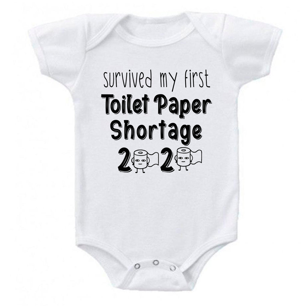 Ink Trendz® Survived My First Toilet Paper Shortage Quarantine Baby Baby Bodysuit, TOILET PAPER SHORTAGE