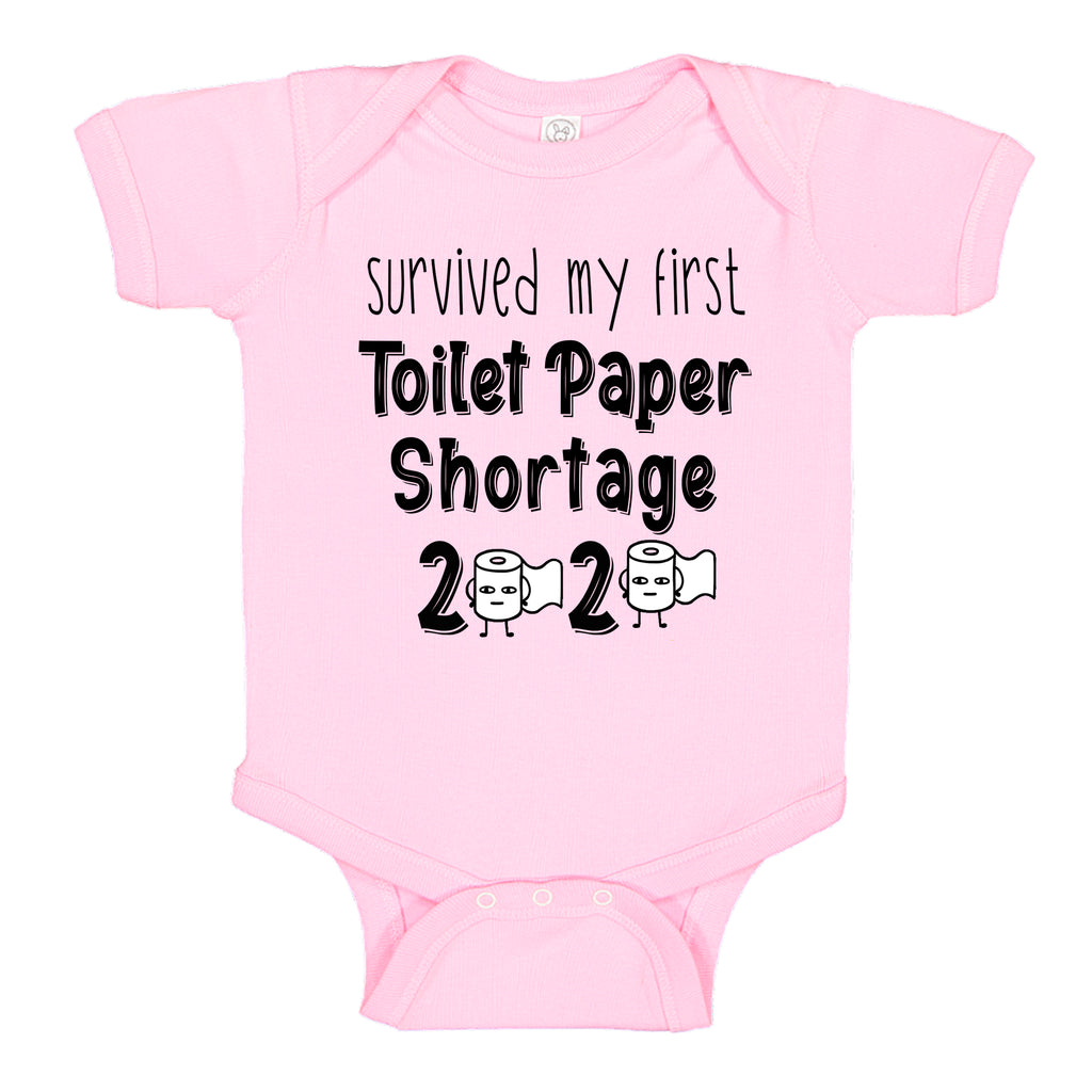 Ink Trendz® Survived My First Toilet Paper Shortage Quarantine Baby Baby Bodysuit, TOILET PAPER SHORTAGE BABY GIRLS PANDEMIC ONESIE