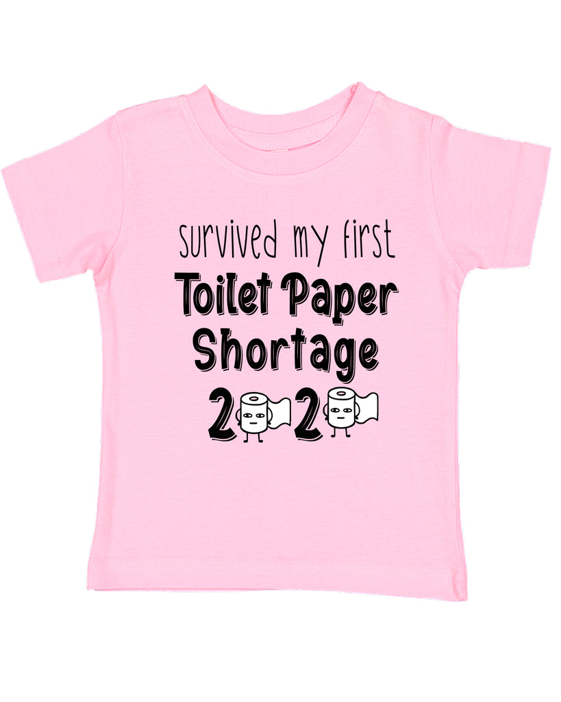 Ink Trendz® Survived My First Toilet Paper Shortage 2020 Quarantine Toddler Tee T-Shirt Pandemic Toddler T-Shirt