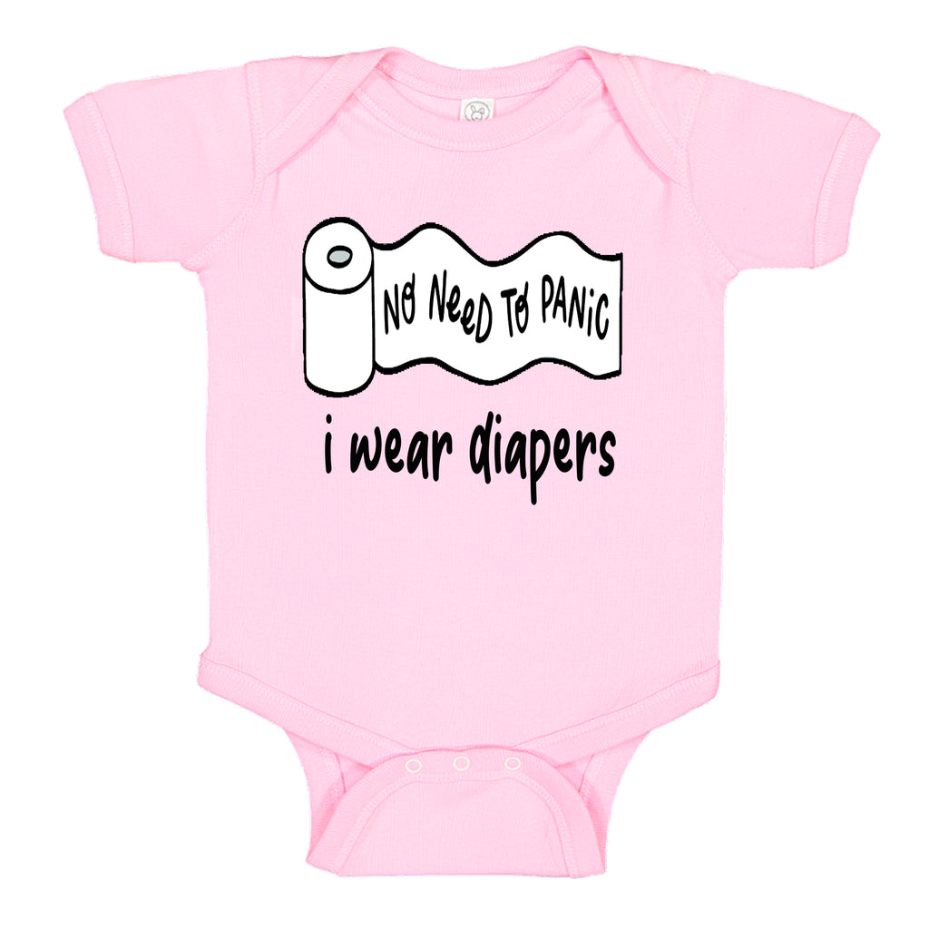 Ink Trendz® No Need To Panic Toilet Paper I Wear Diapers Pandemic Baby-Toddler One-piece Bodysuit In Baby Pink Pandemic Onesie Onesie