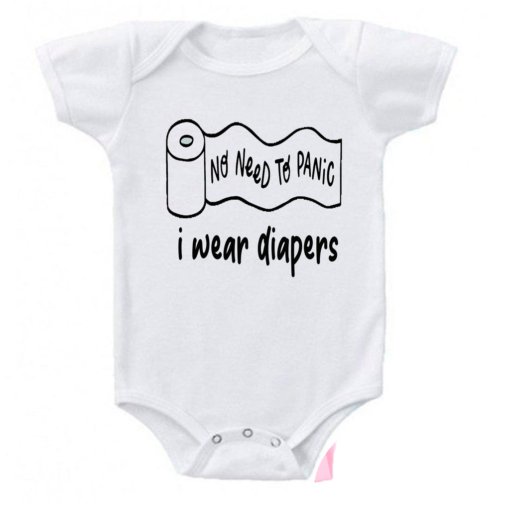 Ink Trendz® No Need To Panic Toilet Paper I Wear Diapers Pandemic Baby-Toddler One-piece Bodysuit In Baby White Pandemic Onesie 