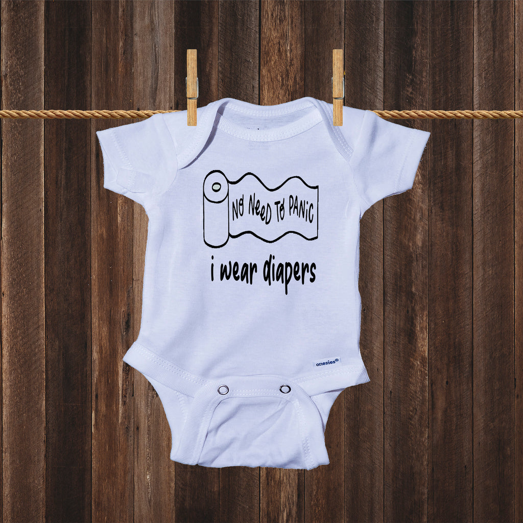 Ink Trendz® No Need To Panic Toilet Paper I Wear Diapers Pandemic Baby-Toddler One-piece Bodysuit