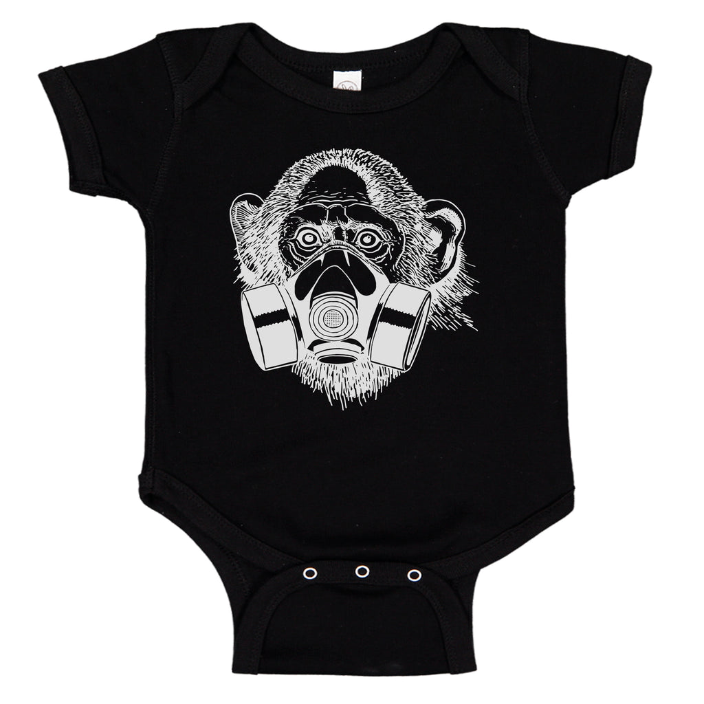 Ink Trendz® Pandemic Gas Mask Monkey Quarantine  Baby-Toddler One-piece Bodysuit  onesie coronavirus t-shirt