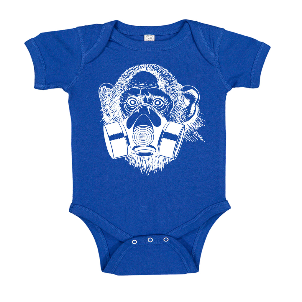 Ink Trendz® Pandemic Gas Mask Monkey Quarantine  Baby-Toddler One-piece Bodysuit  onesie coronavirus t-shirt