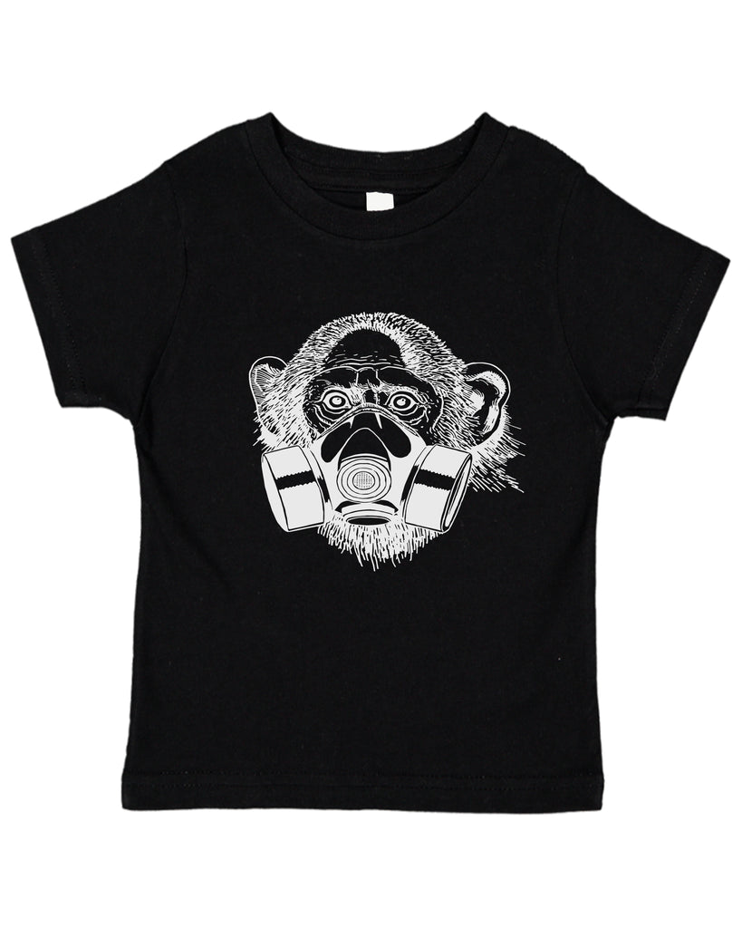 Ink Trendz® Pandemic Monkey Gas Mask Street Wear Toddler Tee T-Shirt in black Coronavirus