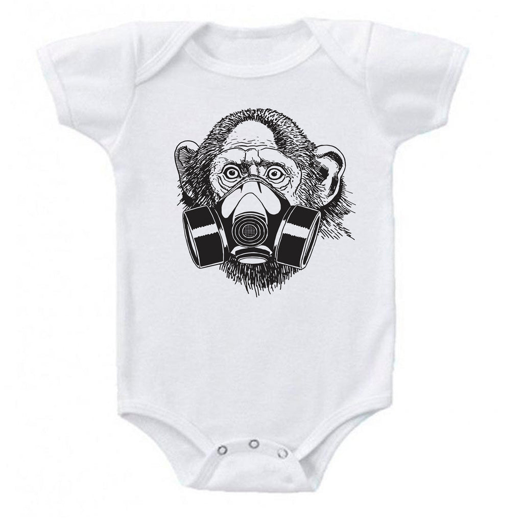 Ink Trendz® Pandemic Gas Mask Monkey Quarantine  Baby-Toddler One-piece Bodysuit  onesie coronavirus t-shirt