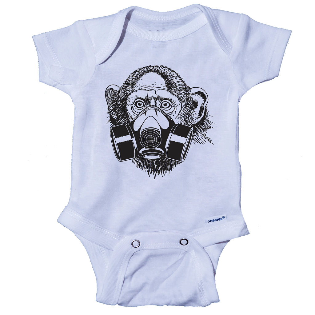 Ink Trendz® Primate Monkey Gas Mask Street Wear Pandemic Baby-Toddler One-piece Onesie® Street Wear Onesie