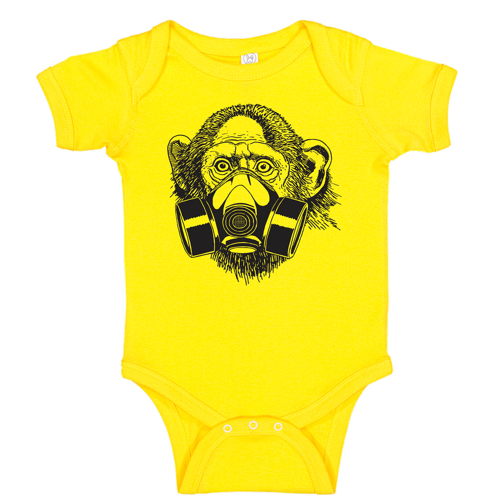 Ink Trendz® Pandemic Gas Mask Monkey Quarantine  Baby-Toddler One-piece Bodysuit  onesie coronavirus t-shirt