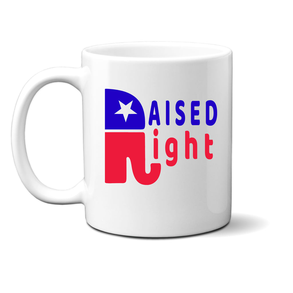 Ink Trendz® Raised Right Cute Republican Conservative Political Humor Novelty Coffee Mug