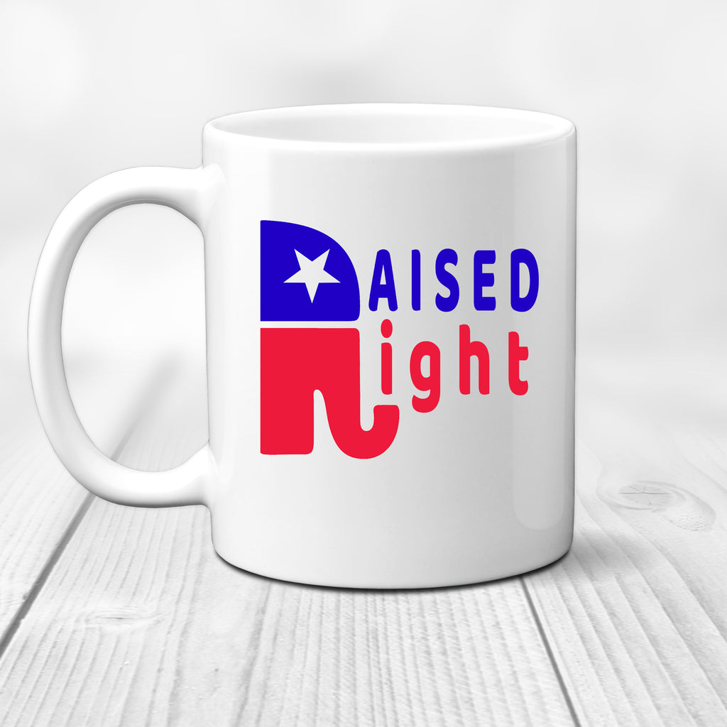 Ink Trendz® Raised Right Cute Republican Conservative Political Humor Novelty Coffee Mug