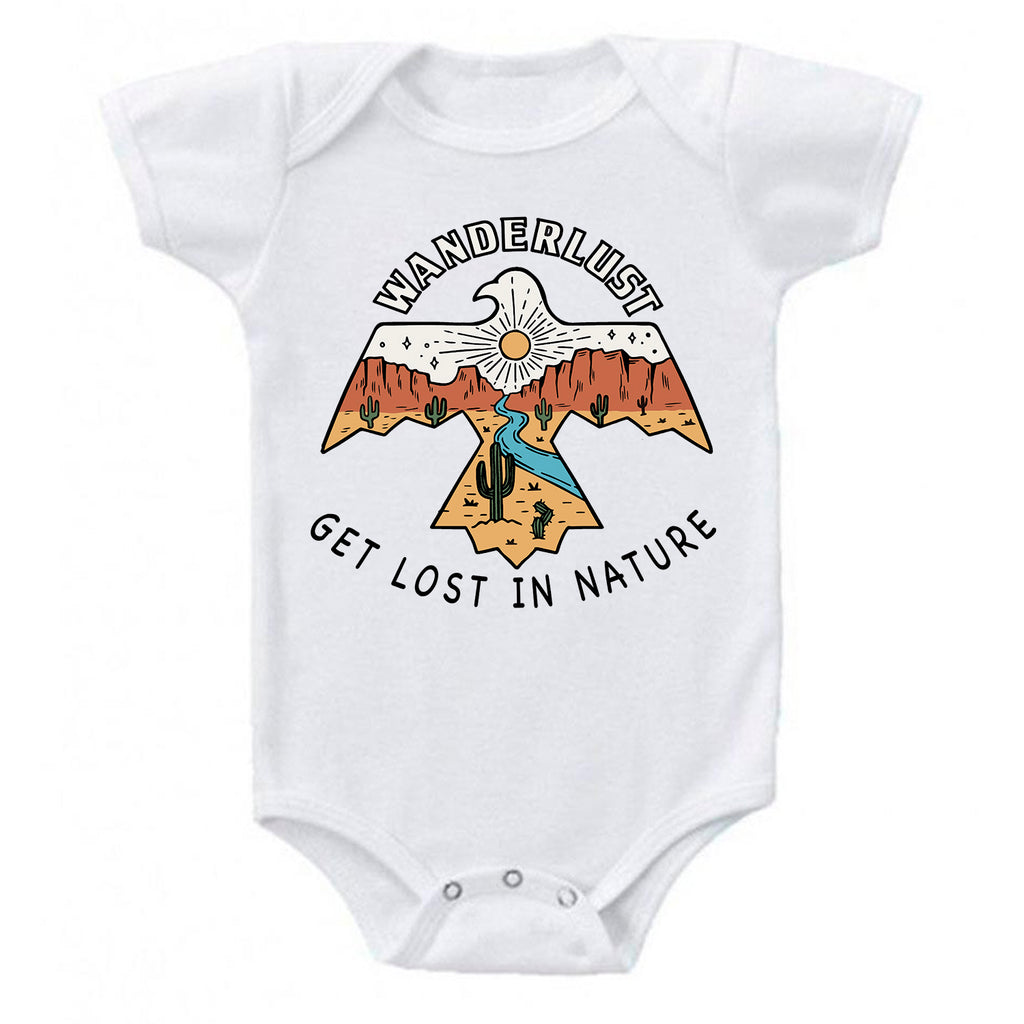 Ink Trendz® Wanderlust Desert Eagle Get Lost in Nature One-piece Bodysuit Romper, Nature onesie, Outdoors onesie, hiking onesie, cactus onesie, Desert onesies, Arizona Onesie, Utah Onesie, New Mexico Onesie, California Onesie