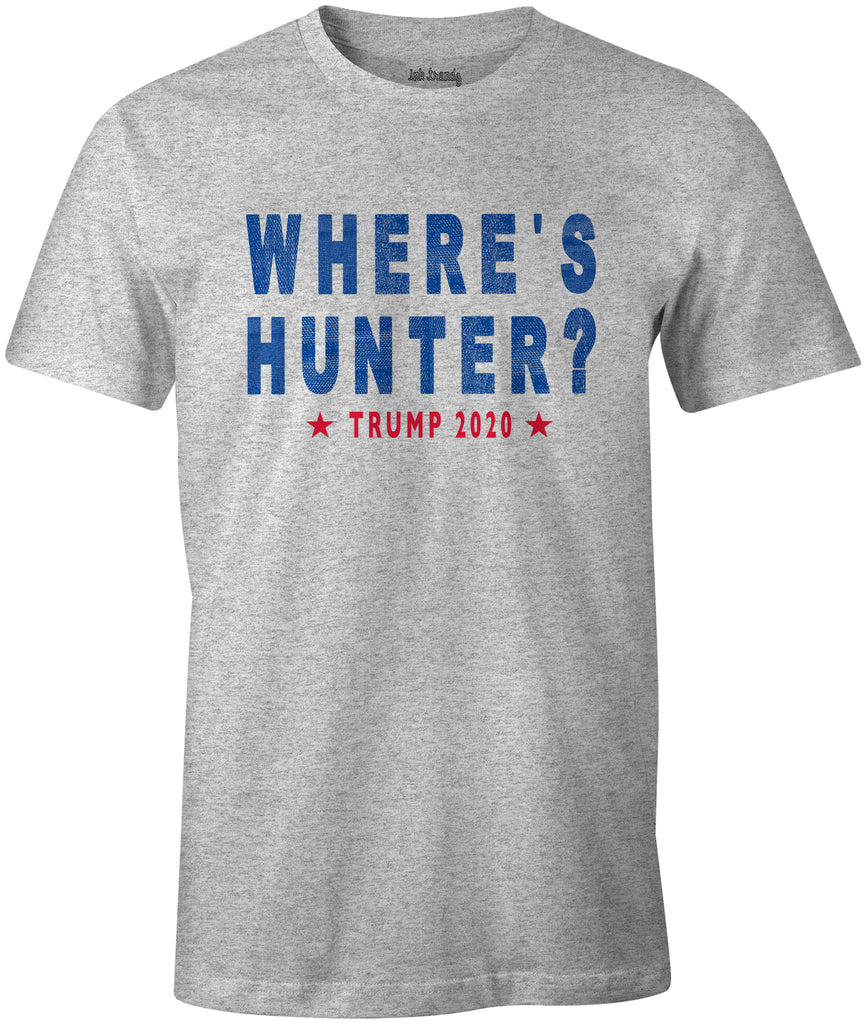 Ink Trendz® WHERE's HUNTER? TRUMP 2020 Funny Political T-Shirt. Funny poliitical T-shirts