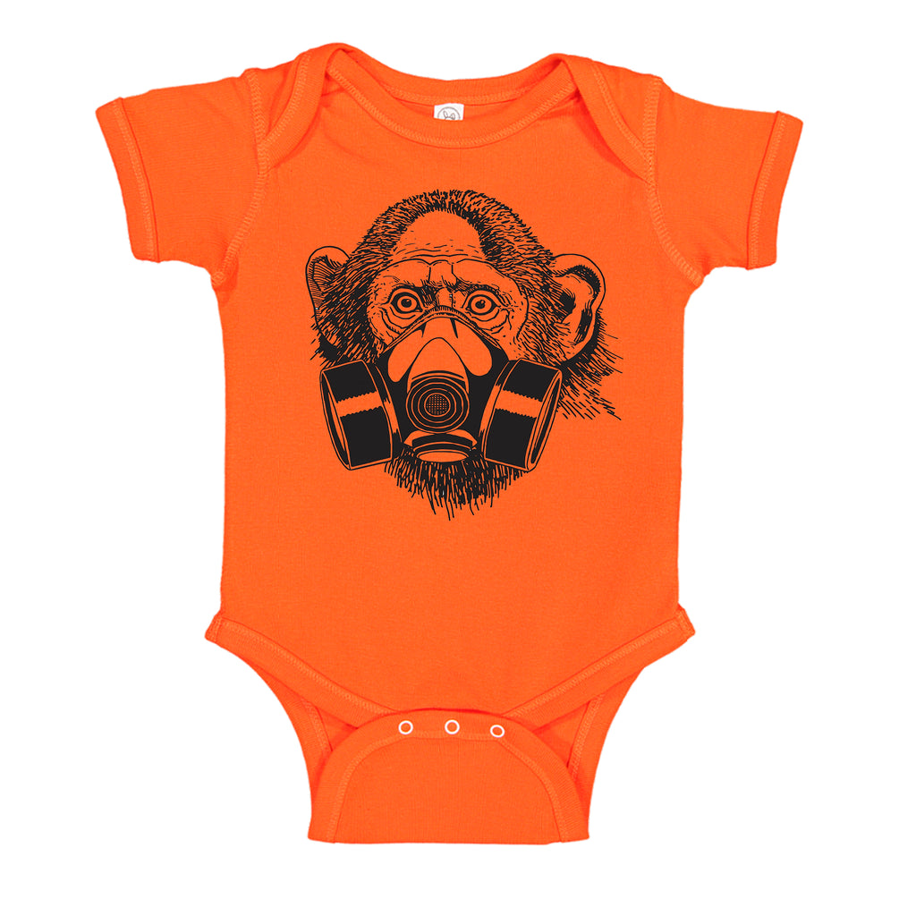 Ink Trendz® Pandemic Gas Mask Monkey Quarantine  Baby-Toddler One-piece Bodysuit