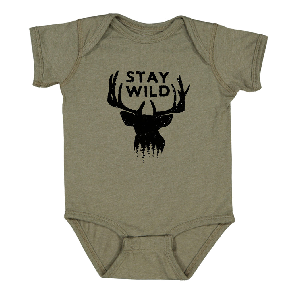 Ink Trendz Stay Wild Buck Deer Adventure Unisex Baby One-piece Bodysuit