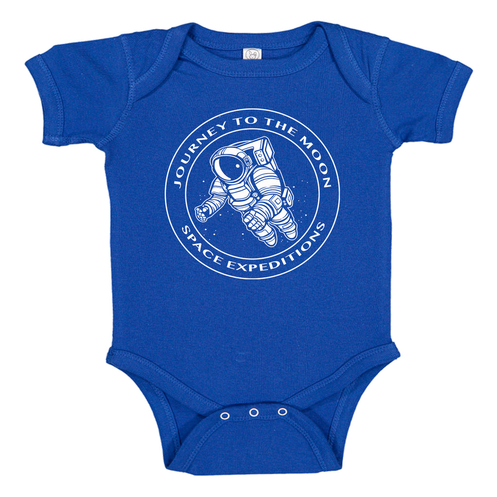 Ink Trendz® Journey to the Moon Space Expedition NASA Themed Baby Bodysuit, Nasa Baby Onesie, Nasa Onesie, NASA Onesies, Astronaut onesie, astronauts in Royal Blue