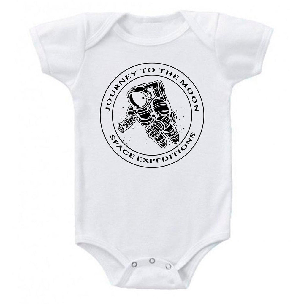 Ink Trendz® Journey to the Moon Space Expedition NASA Themed Baby Bodysuit, Nasa Baby Onesie, Nasa Onesie, NASA Onesies, Astronaut onesie, astronauts in White