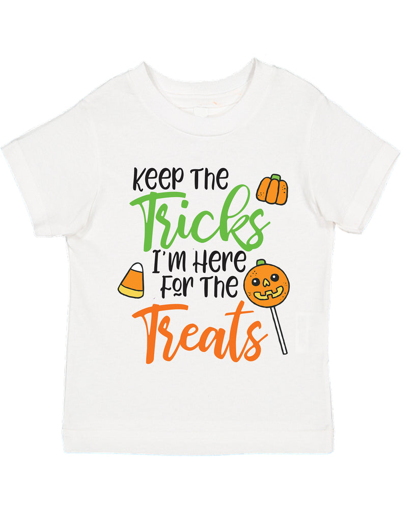 Keep the Tricks Im Here for the Treats Halloween Candy Themed Toddler T-Shirt