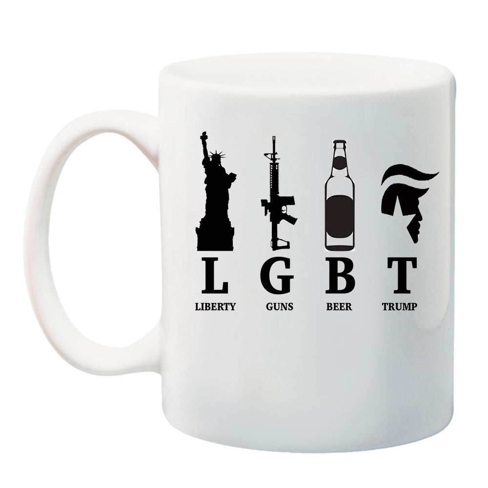 LGBT Liberty Guns Beer Trump Funny Parody Signature Mug