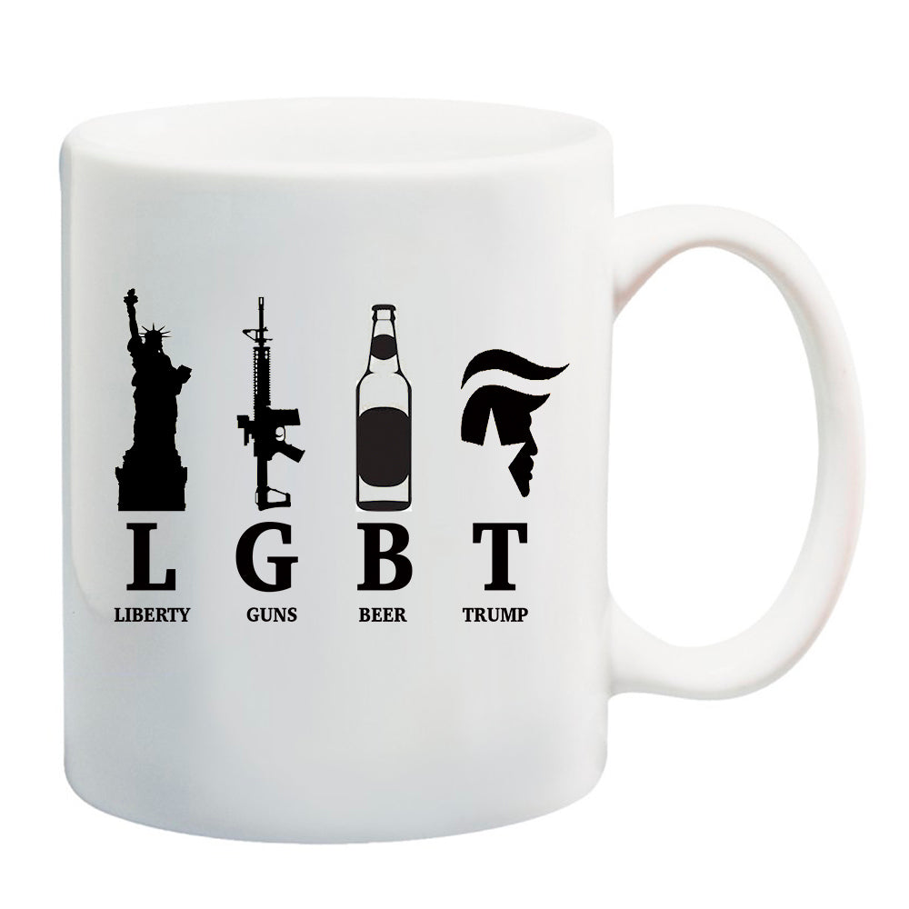 LGBT Liberty Guns Beer Trump Funny Parody Signature Mug