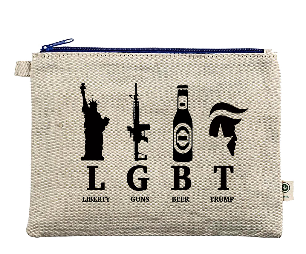 Ink Trendz® LGBT Liberty Guns Beer Trump Zipper Hemp Pouch Bag
