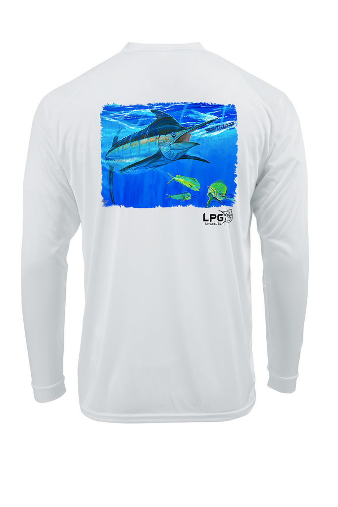 LPG Apparel Co. Bill Buster Mark Ray Marlin Fishing Shirt for Unisex UPF 50 Dri-Fit Performance Rashguard T-Shirt Fishing T-Shirt, Fisherman gift, Fisherman t-shirts, fishermen t-shirt