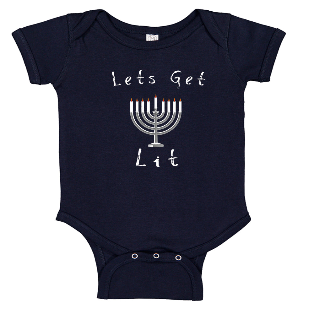 Lets Get Lit Hanukkah Baby Bodysuit
