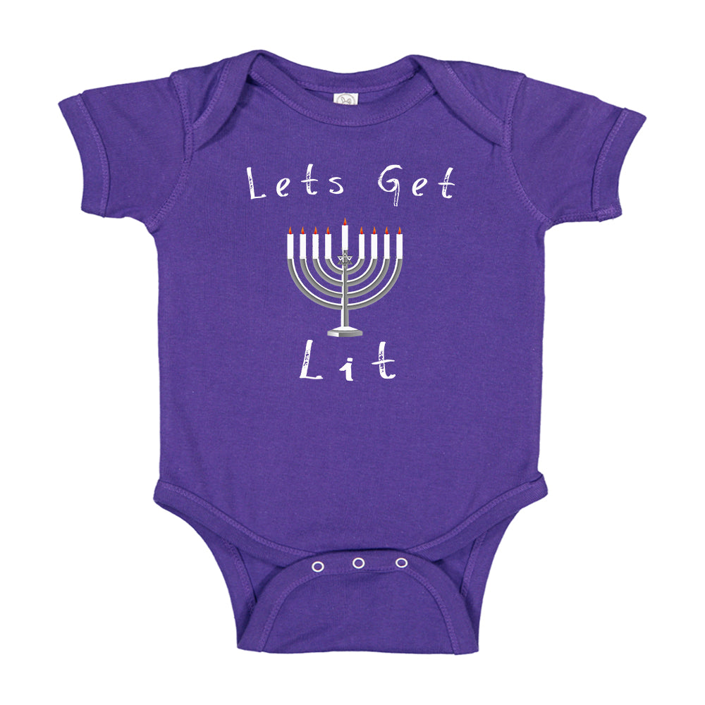Lets Get Lit Hanukkah Baby Bodysuit