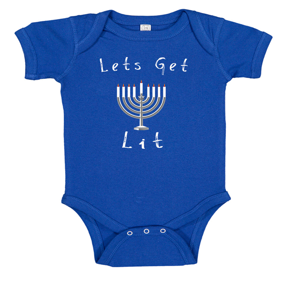 Lets Get Lit Hanukkah Baby Bodysuit