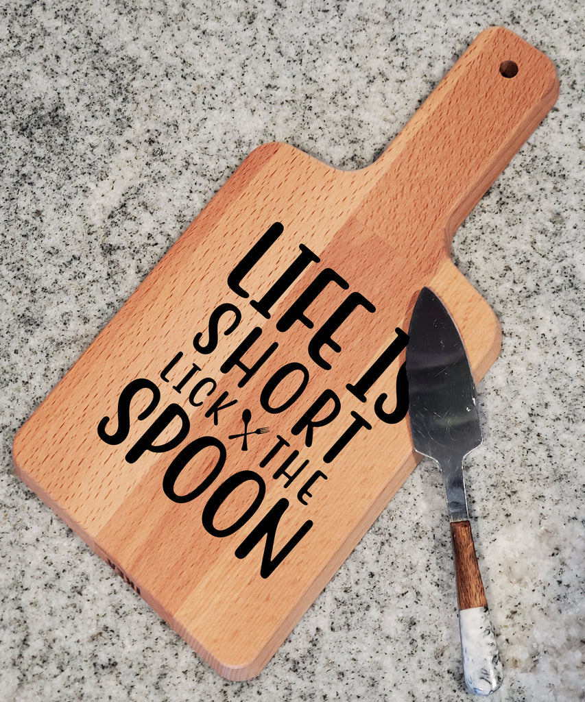Ink Trendz Lifes Short Lick the Spoon Decorative Charcuterie Cheese Cutting Board