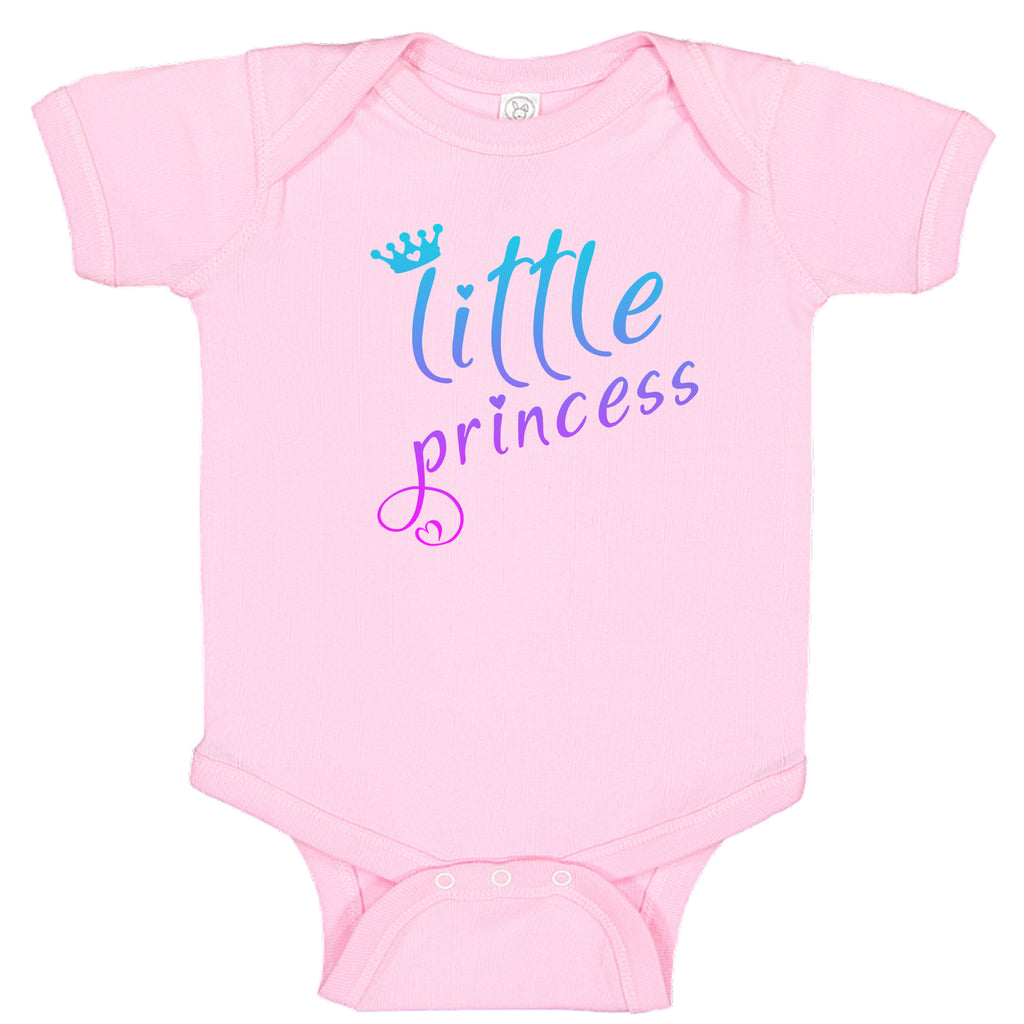 Little Princess Crown & Hearts Pink Fade Cute Baby Girl  Bodysuit
