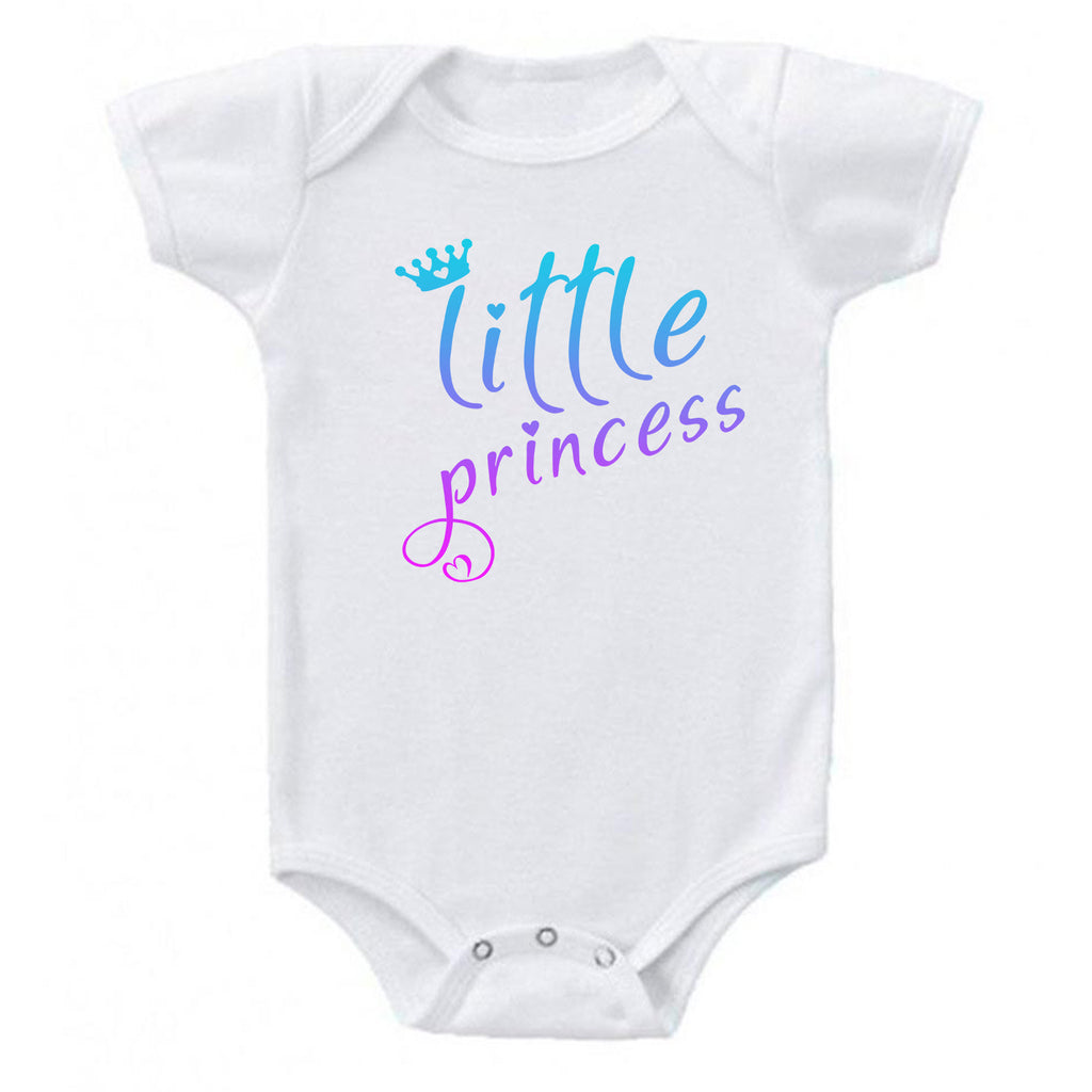 Little Princess Crown & Hearts Pink Fade Cute Baby Girl  Bodysuit