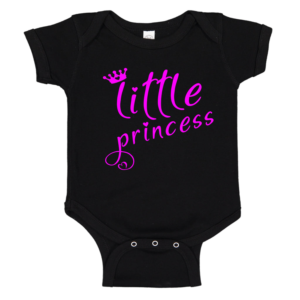 Little Princess Crown & Hearts Pink Font Cute Baby Girl Bodysuit