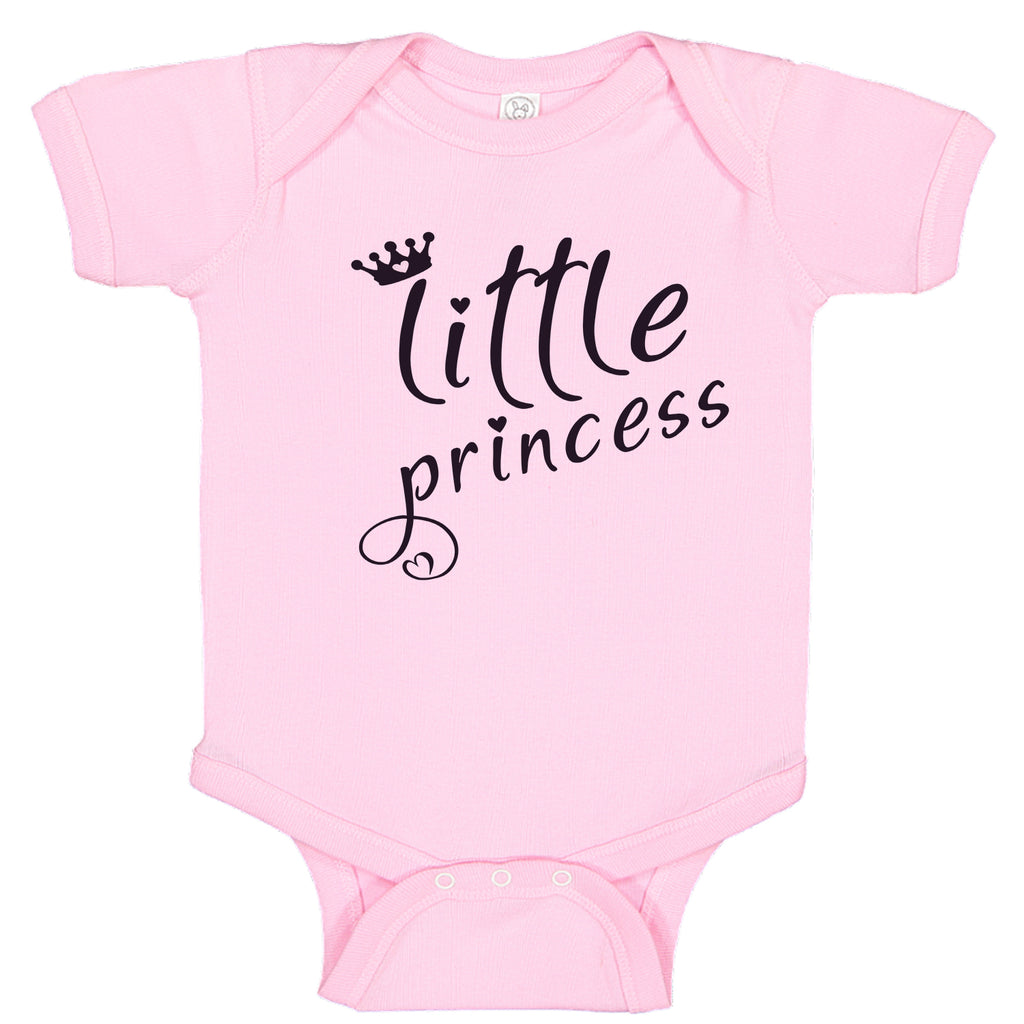 Little Princess Crown & Hearts Pink Cute Baby Girl Bodysuit