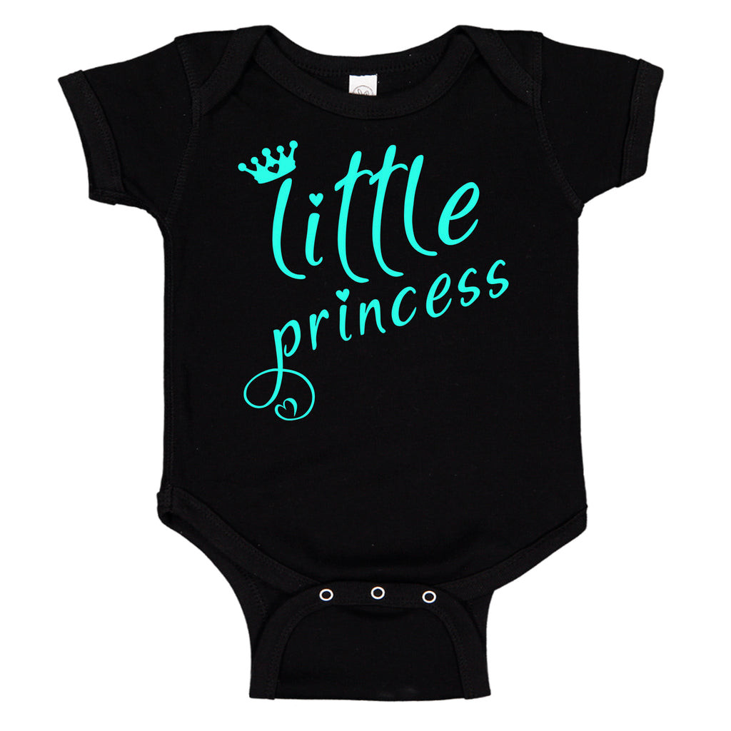 Little Princess Crown & Hearts Teal Cute Baby Bodysuit