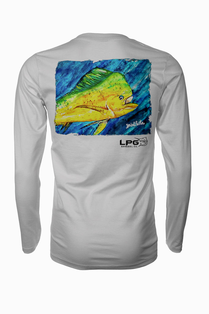 Mahi Vibes Long Sleeve Fishing Shirt for Unisex UPF 50 Dri-Fit Performance Rashguard T-Shirt