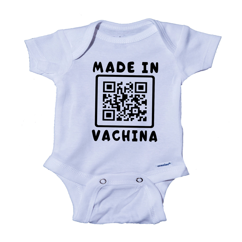 Ink Trendz MADE IN VACHINA QR Bar Code Funny Baby Onesie® One-Piece Bodysuit